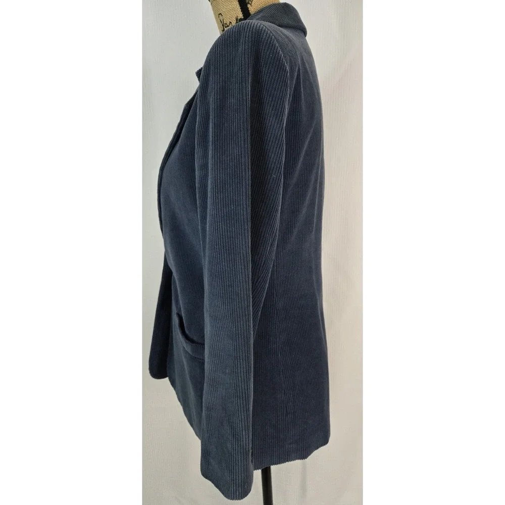 Lands' End women's Petite blue Corduroy one‎ button Pocketed Jacket Coat size 6